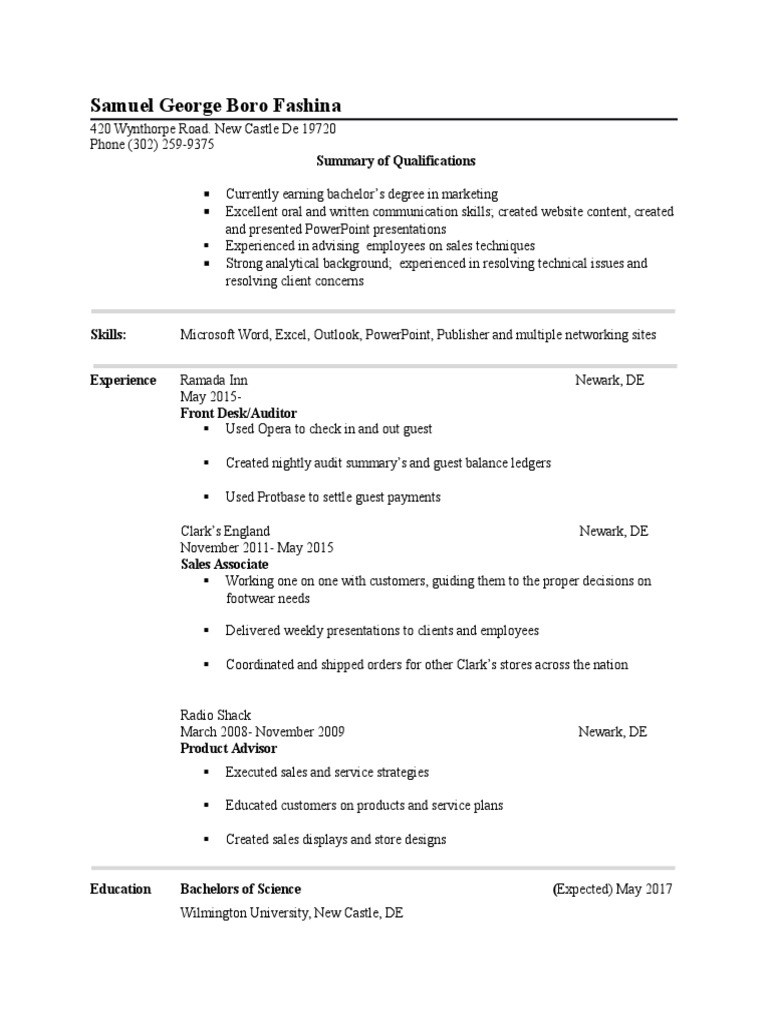 Marketing Student with Sales Experience | PDF