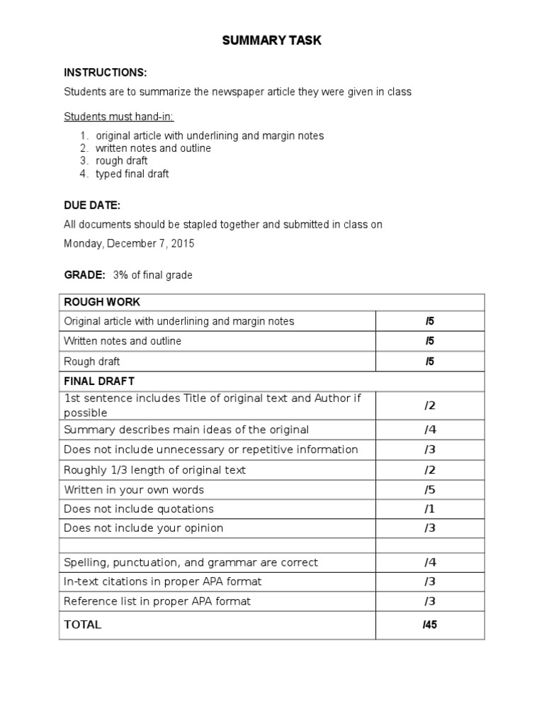 Newspaper Article Summary Guidelines | PDF | Career & Growth