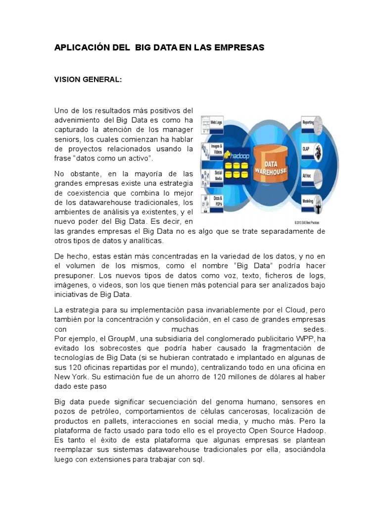 Aplicación Del Big Data en Las Empresas | PDF | Big Data | Apache Hadoop