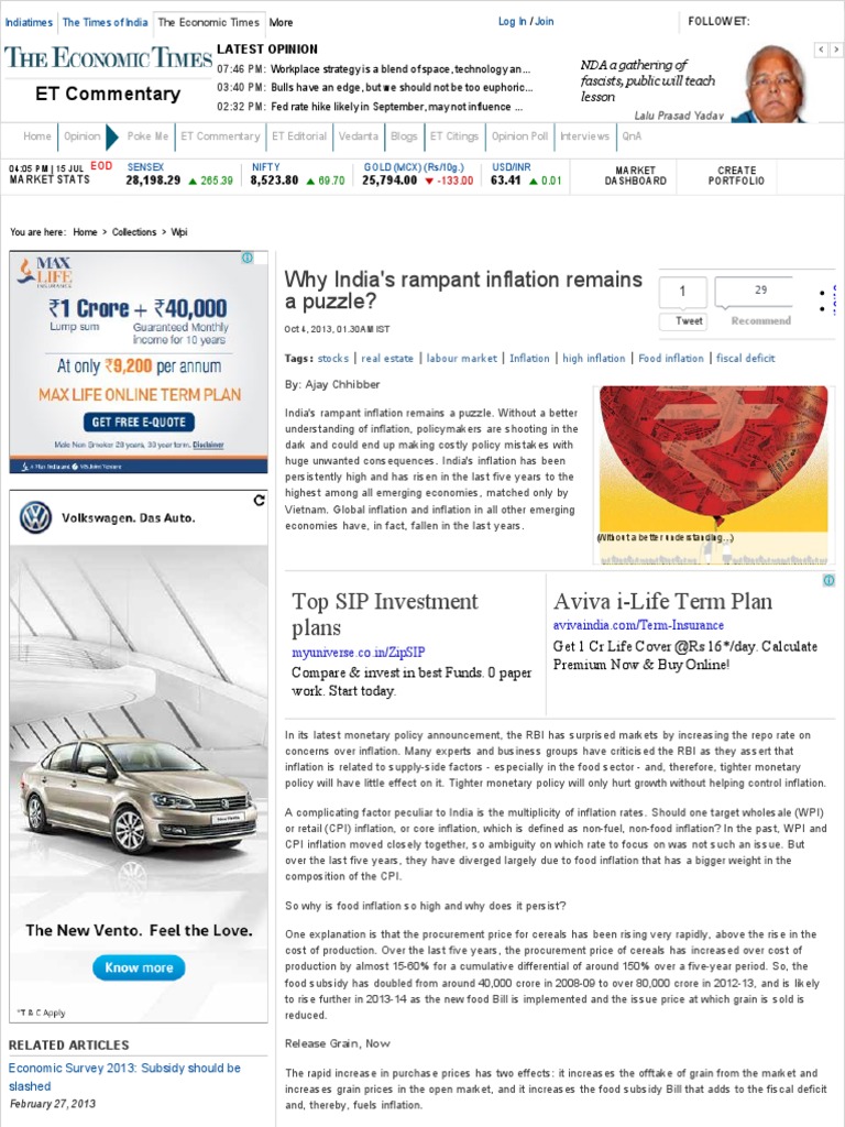 Why India's Rampant Inflation Remains A Puzzle | PDF | Fiscal Policy ...