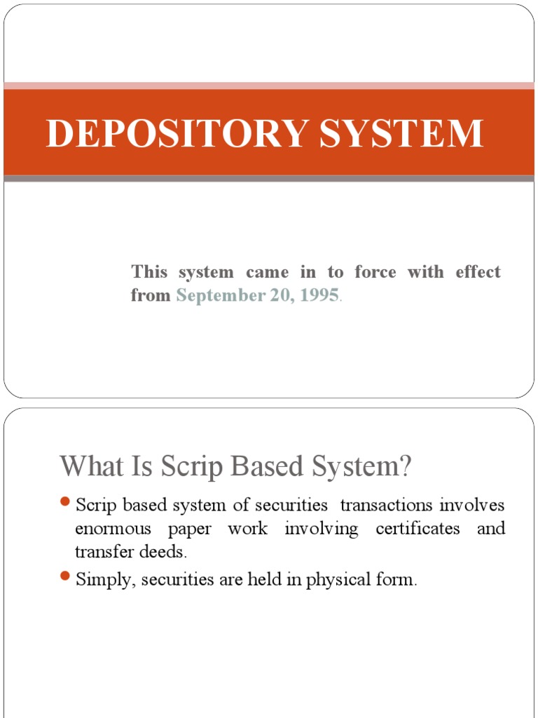 India's Depository System Overview | PDF | Securities (Finance ...