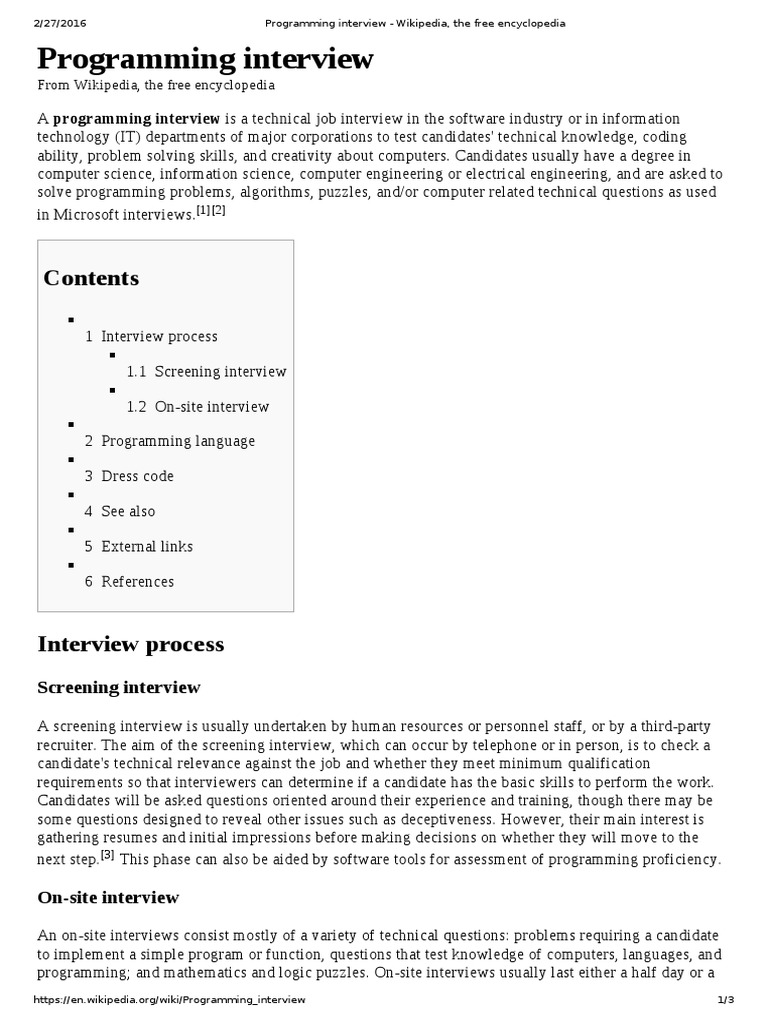 Programming Interview Wiki | PDF | Computer Science | Software
