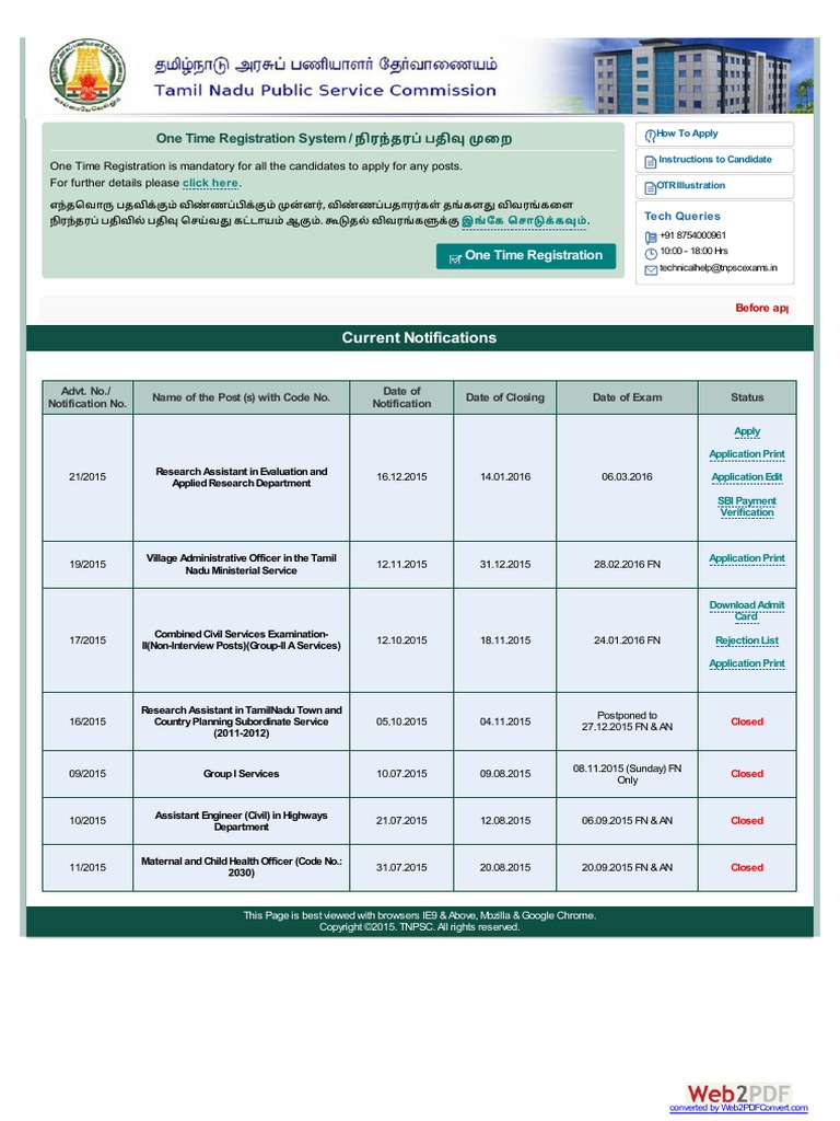 One Time Registration System /: Current Notifications | PDF | Career ...