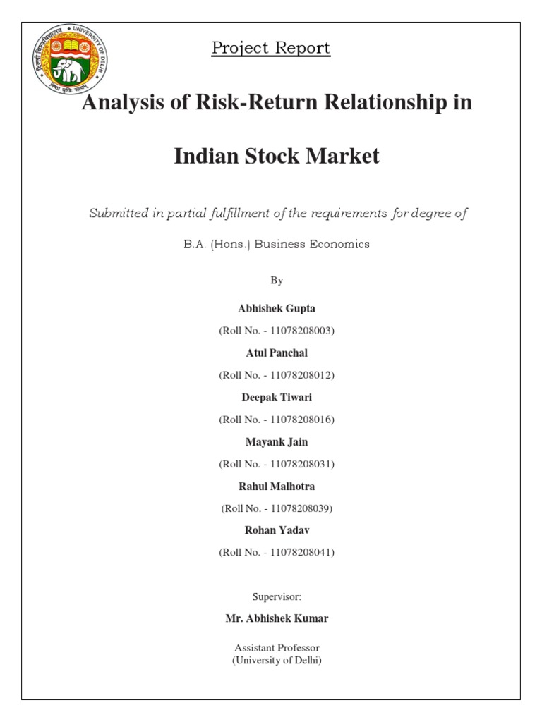 Analysis of Risk Return Relationship in | PDF | Capital Asset Pricing ...