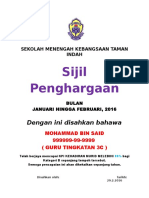 Sijil Penghargaan Guru Tingkatan Mencapai KPI