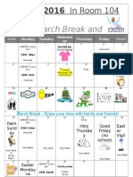 March 2016 Calendar For Parents