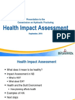 Health Impact Assessment Presented To The New Brunswick Commission On Hydraulic Fracturing