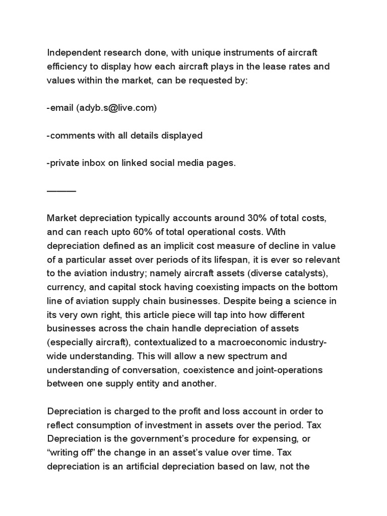 The Aircraft Depreciation Dilemma PDF Depreciation Airlines