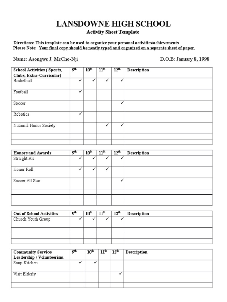 Activity Template | PDF | Career & Growth