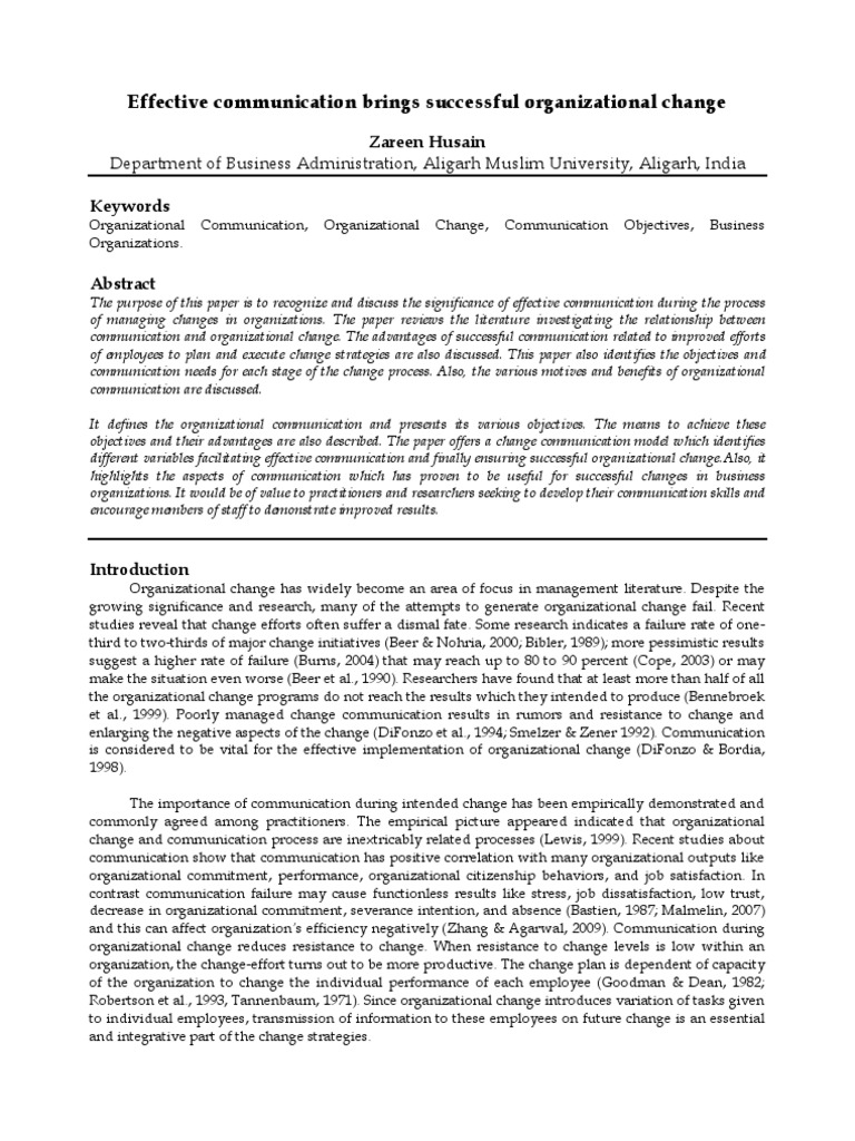 Effective Communication in Organizational Change | PDF | Business
