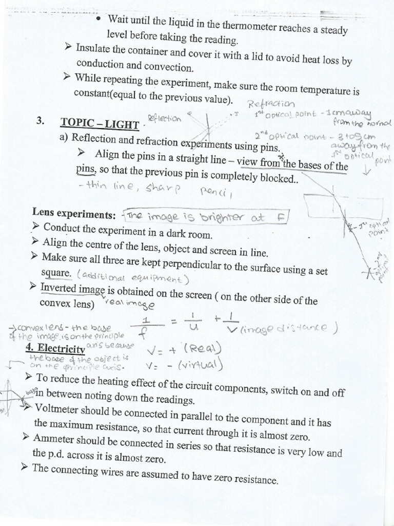 Physics paper 6 IGCSE Notes