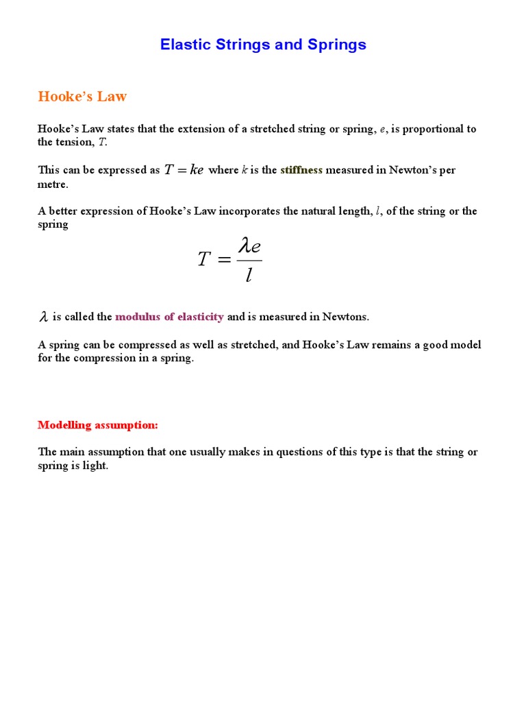 Hooke's Law: Elastic Strings & Springs | PDF | Teaching Methods & Materials