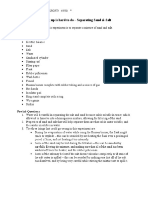 separating salt and sand experiment conclusion