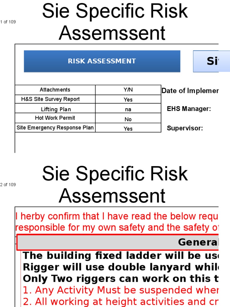 Site-Specific Risk Assessment Overview | PDF | Personal Protective ...
