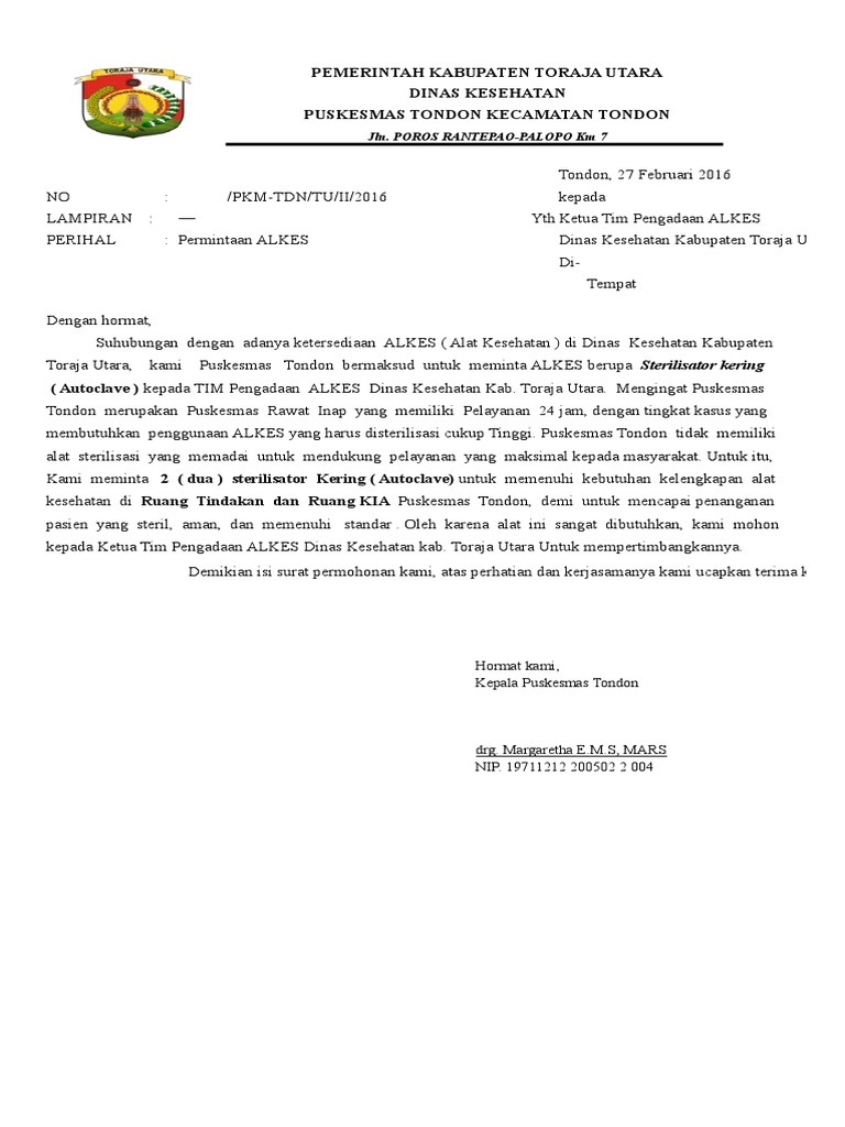Surat Permintaan Alkes Pdf