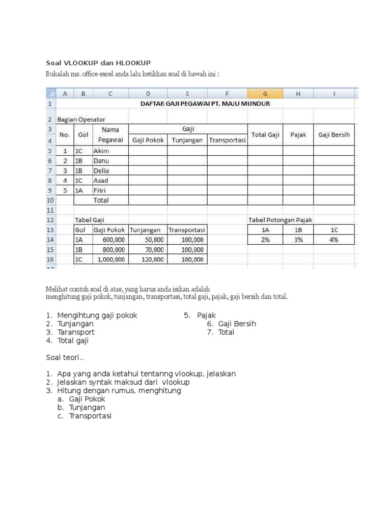 Soal Vlookup Dan Hlookup  PDF