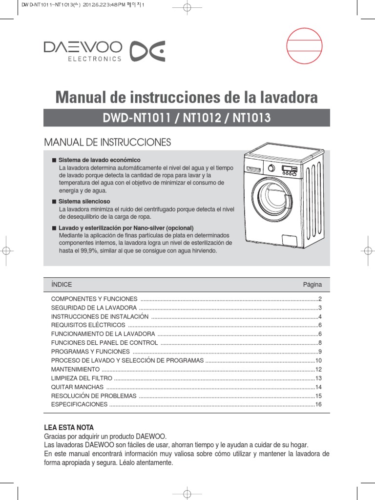 Instrucciones Lavadora Detergente Lavadora