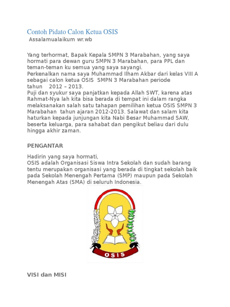 Teks Pidato Tentang Ketua Osis Terbaru Kumpulan Referensi Teks Pidato