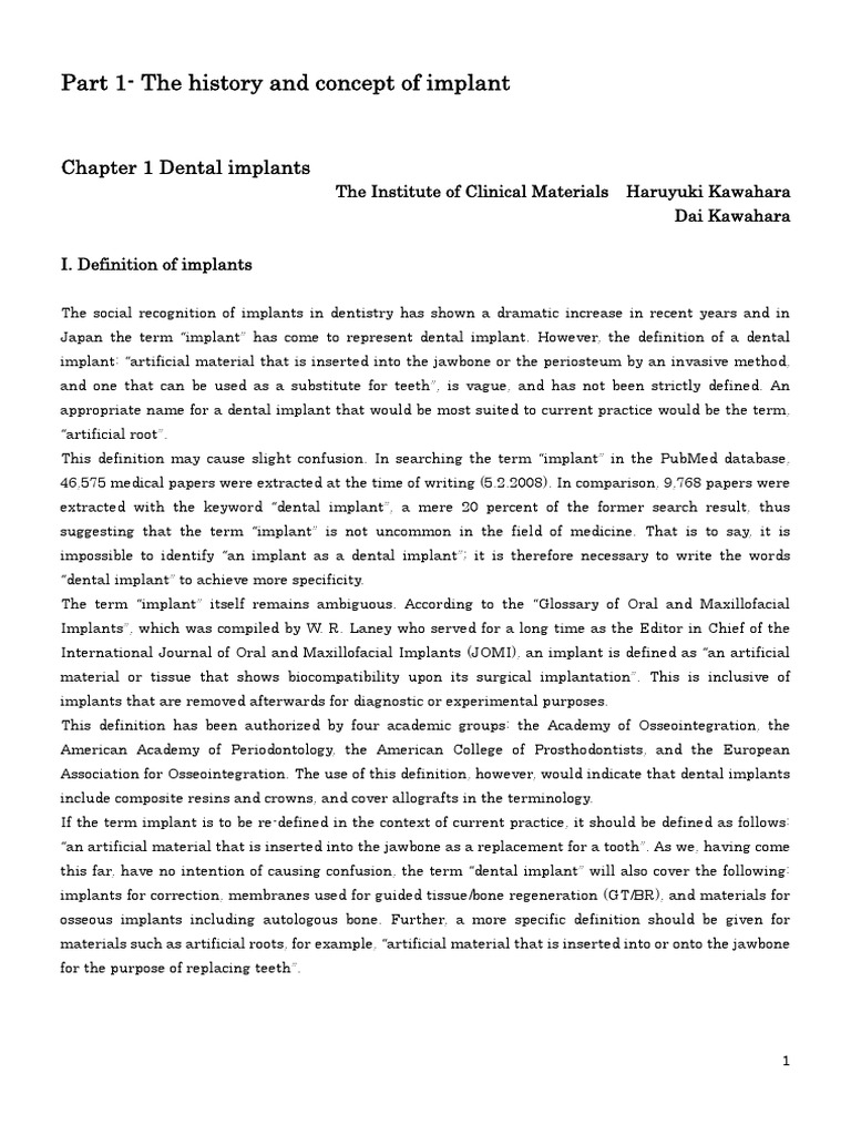 History Dental Implants | PDF | Dental Implant | Dentistry
