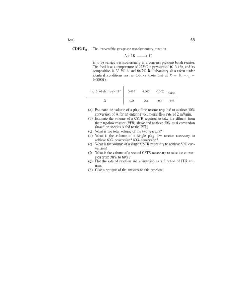Chemical Reactor Design Analysis | PDF