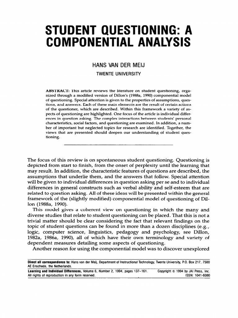 Componential Analysis | PDF | Question | Attention