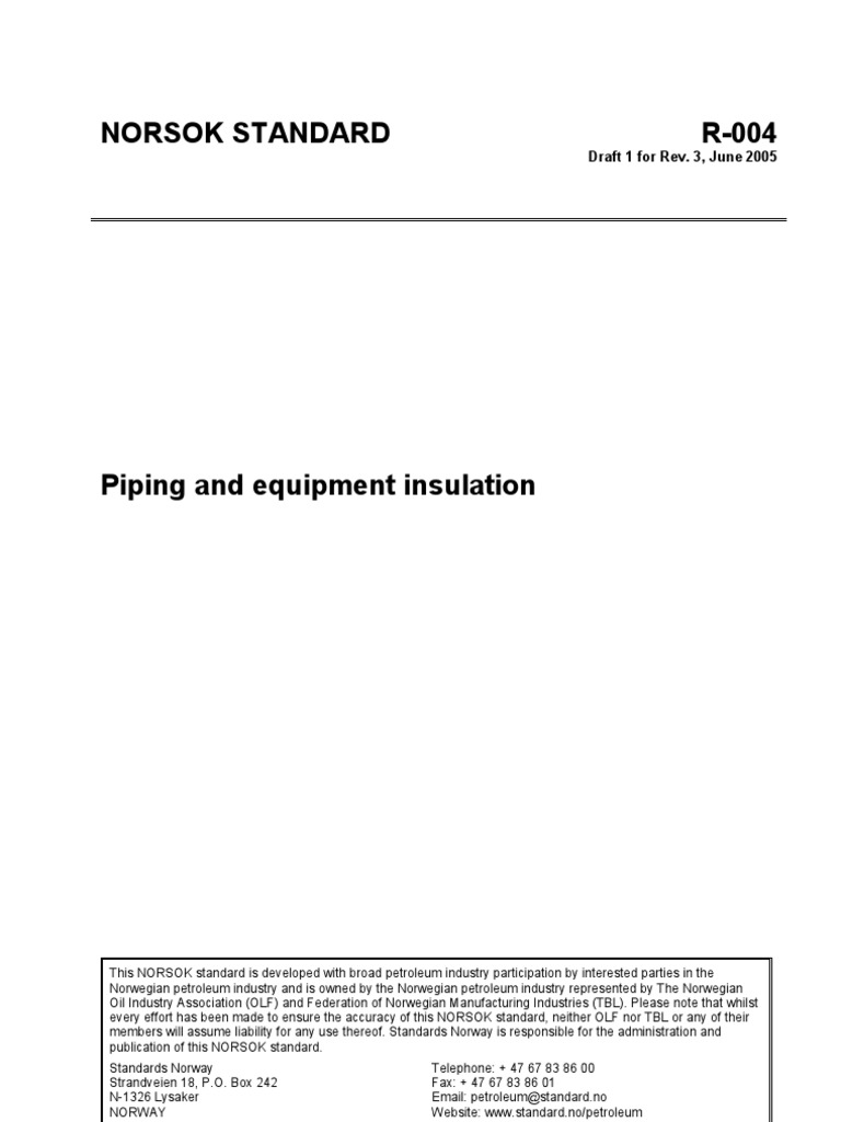 Piping and Equipment Insulation R-004 | PDF