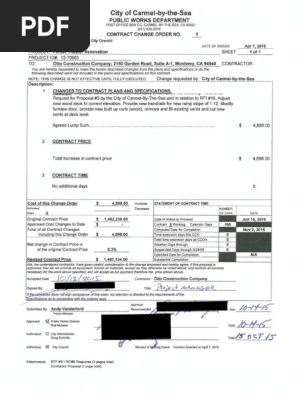 Contract Change Order No. 1 Redacted