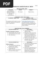 Cooperative Lesson Plan #1: Math: Teacher Grade Subject