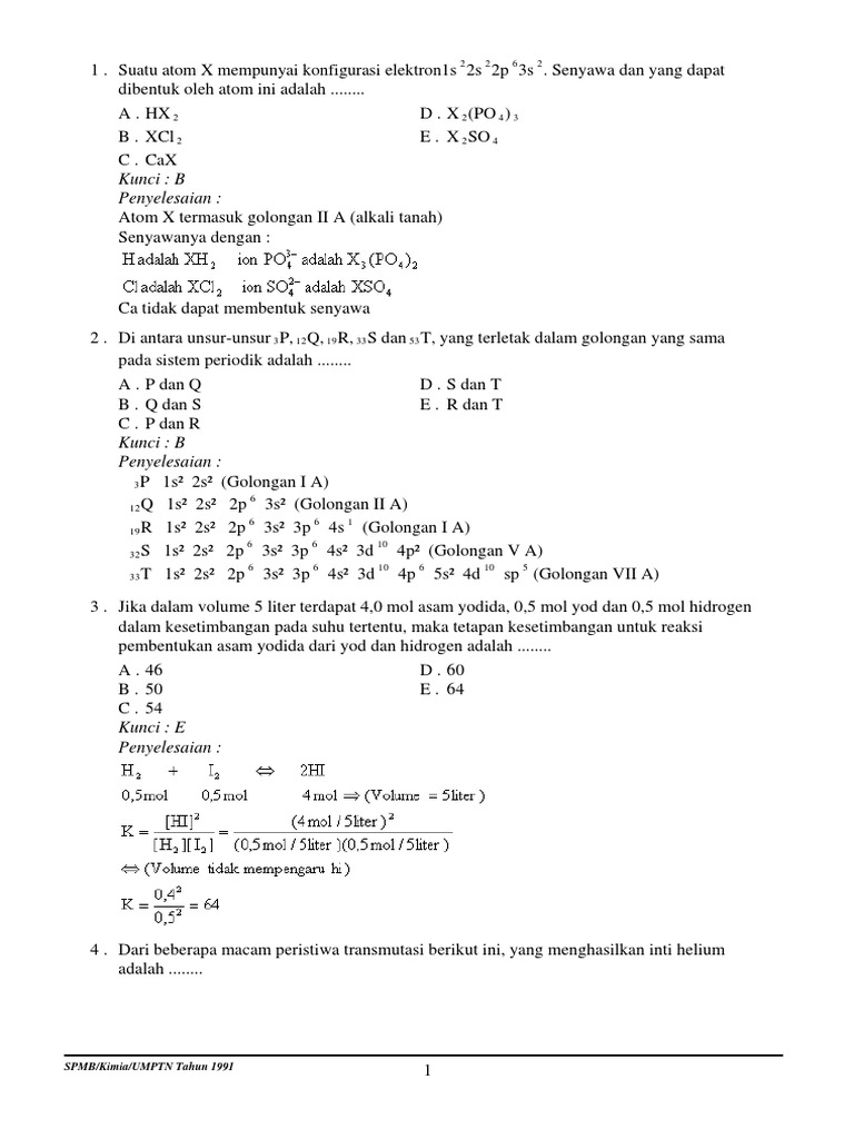 Ringkasan Materi Kimia Dan Soal Plus Pembahasan