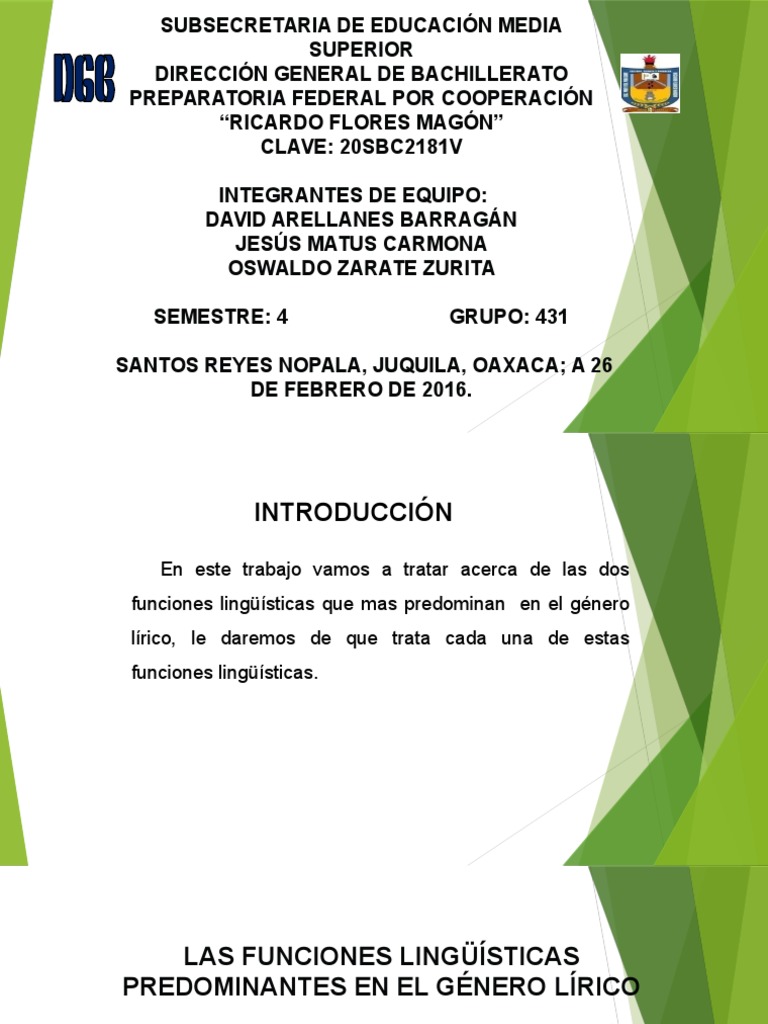 funciones lingüísticas predominantes en el genero lirico