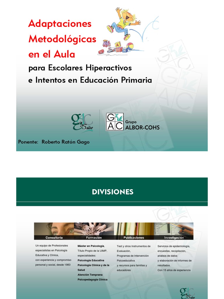 Adaptaciones Metodologicas TDAH PDF Desorden hiperactivo y deficit
