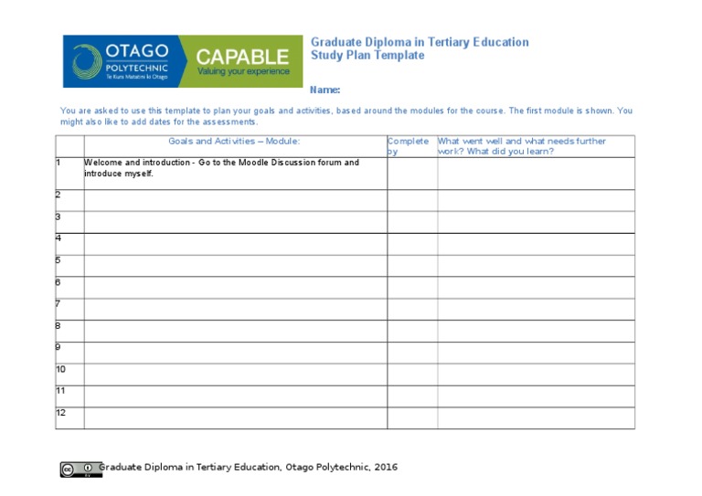 Study Plan Template With Example | PDF