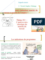 Correction Thème 1 Des Regards Croisés L'analyse Néo-Classique Du Marché Du Travail Et Ses Développements