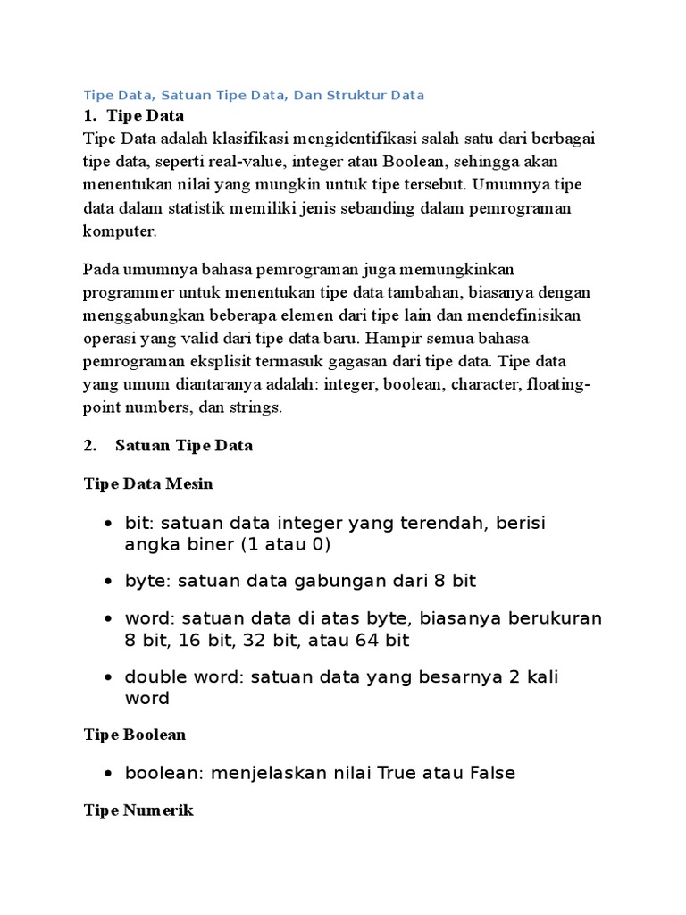 Tipe dan Struktur Data dalam Komputer | PDF | Teknologi & Rekayasa