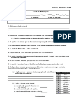 Teste 5º Ciencias Naturais Teste Sobre Minerais e Rochas