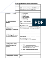 Lesson Plan Template For Daily Emergent Literacy Interventions: Monday or Day 1: 1. Shared Reading Book Title