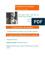 O Pensamento, Provérbio e Expressão Idiomática Da Semana - de 19 A 25 de Abril