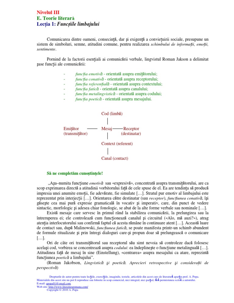 Functiile Limbajului | PDF