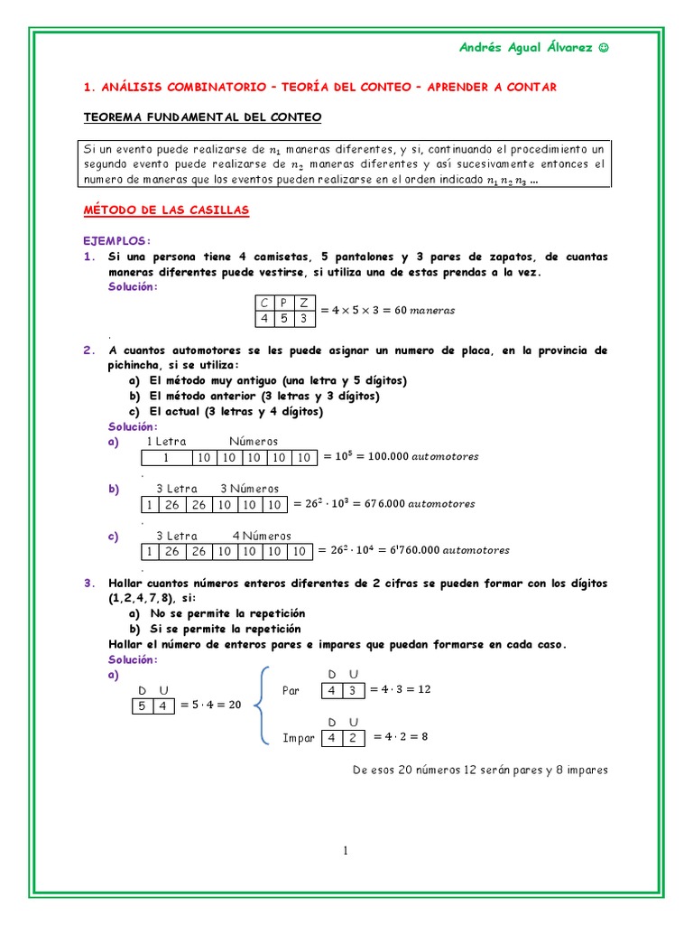 Ejercicios de Combinatoria y Probabilidad | PDF | Permutación ...