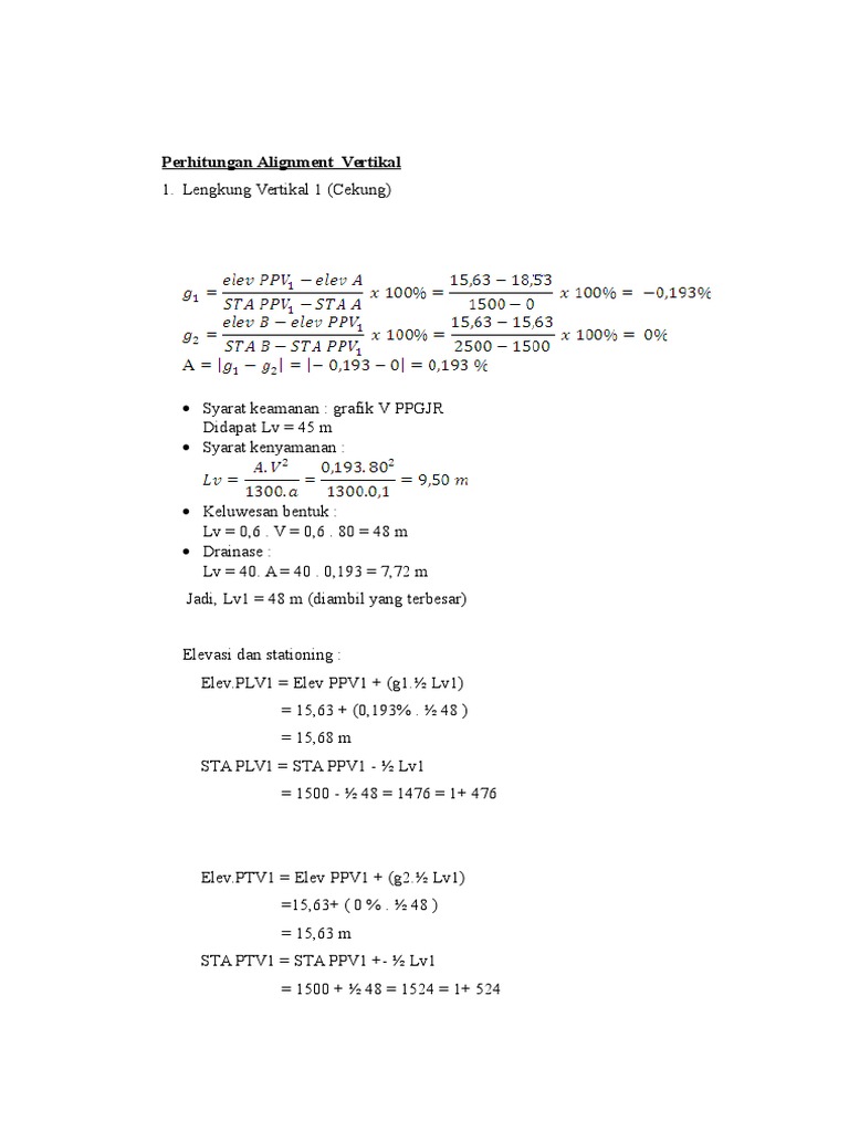 Contoh Perhitungan Alignment Vertikal Pdf