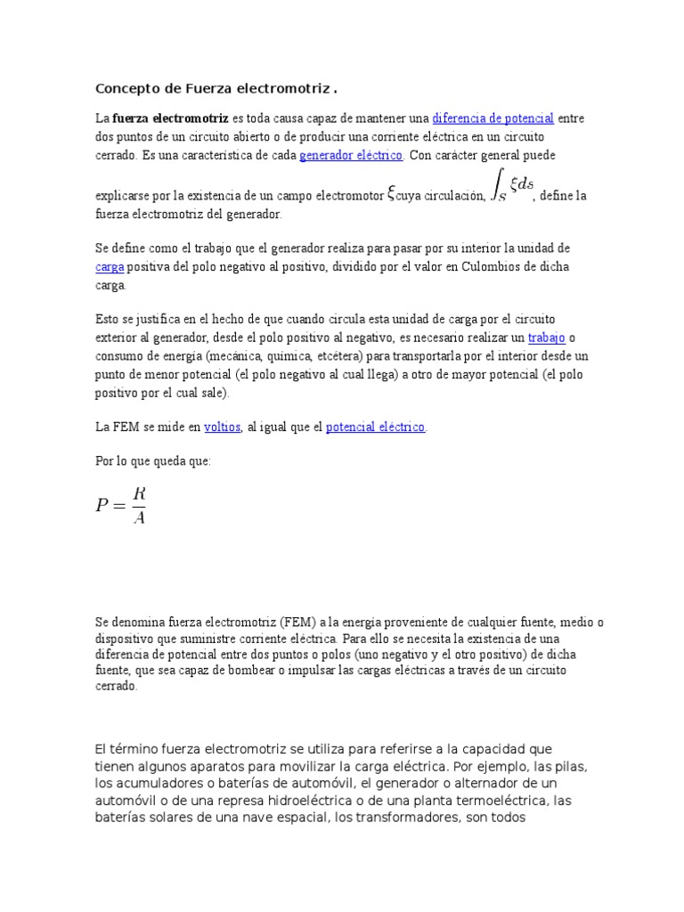 Concepto de Fuerza Electromotriz