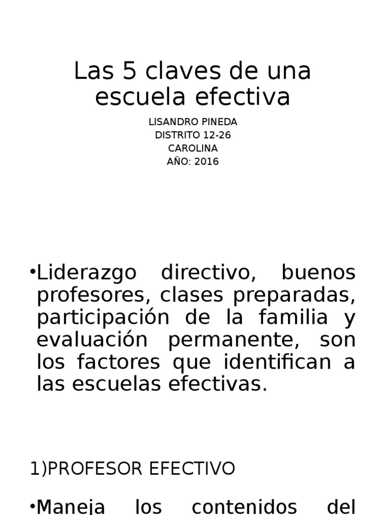 Las 5 claves de una escuela efectiva.ppt Liderazgo Liderazgo y tutoría