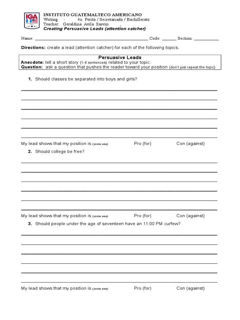 Creating Persuasive Attention Catchers