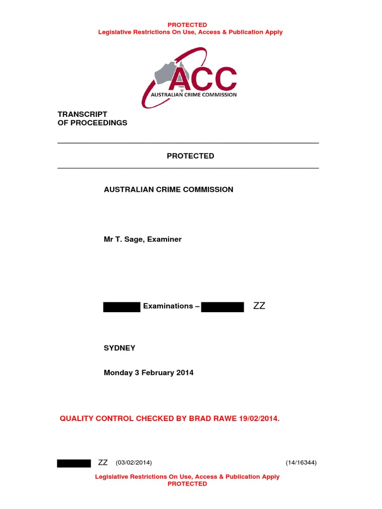 Australian Crime Commission Transcripts | PDF | Oath | I Cloud