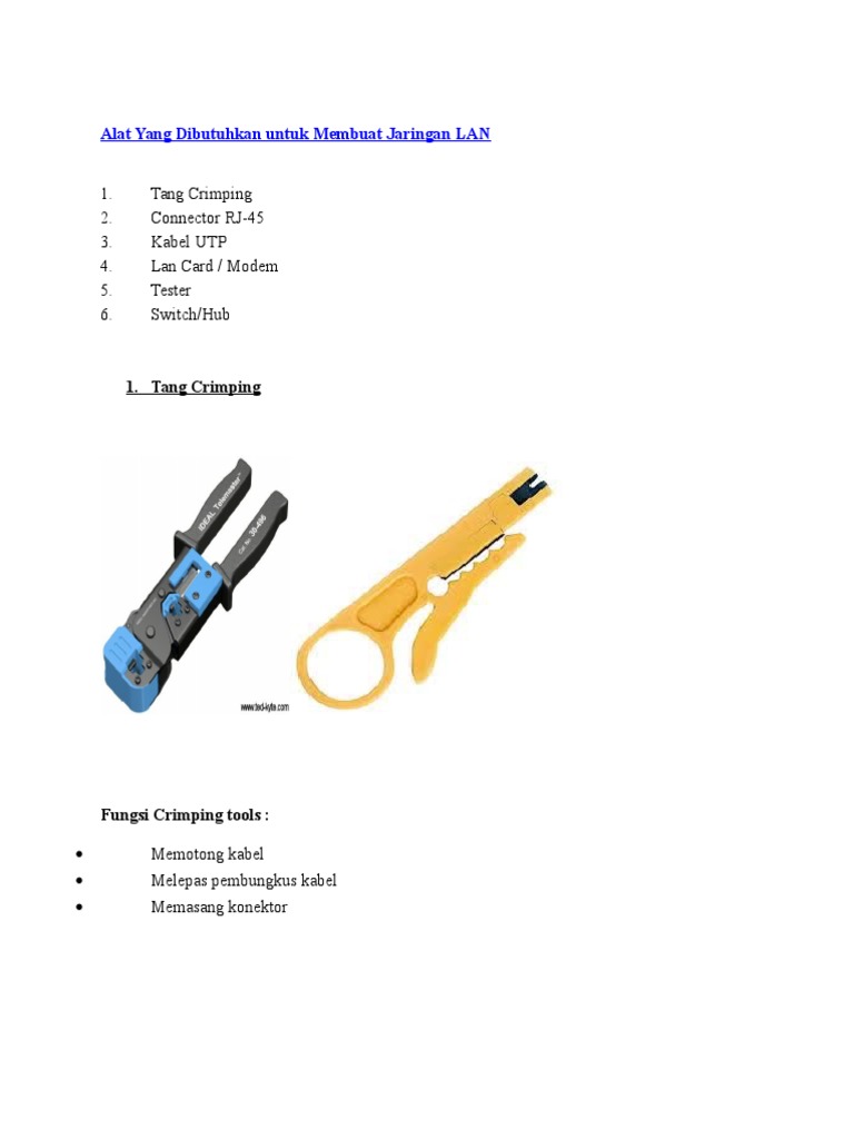 Alat Yang Dibutuhkan Untuk Membuat Jaringan Lan Pdf