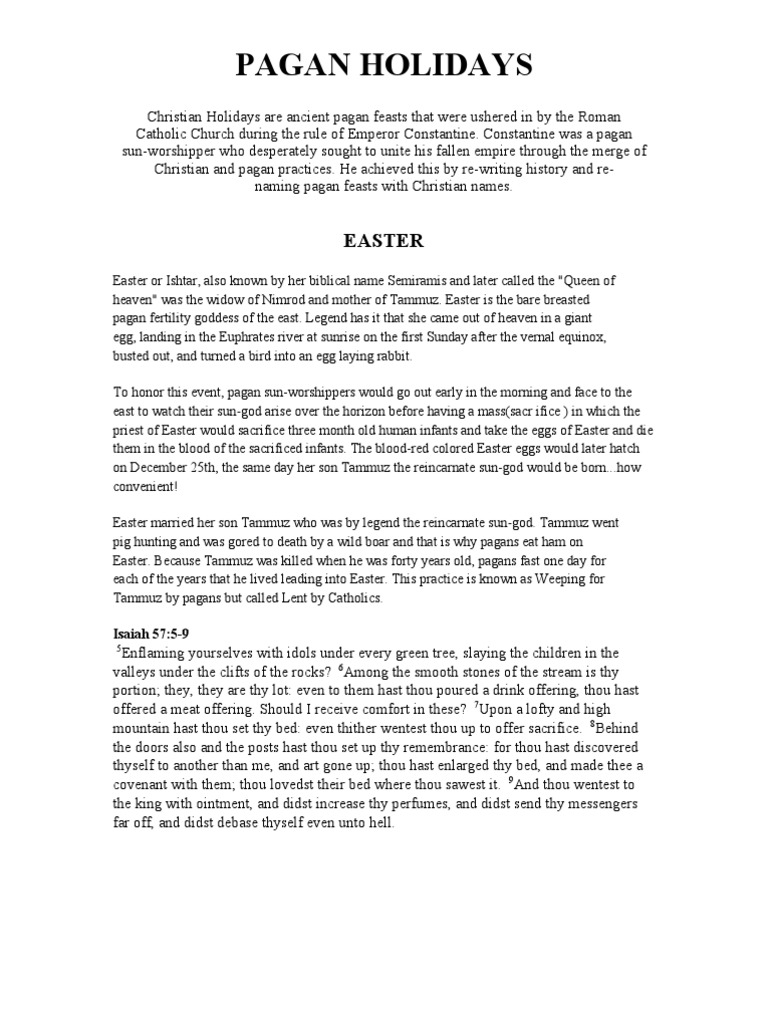 Pagan Holidays PDF Sacrifice Easter