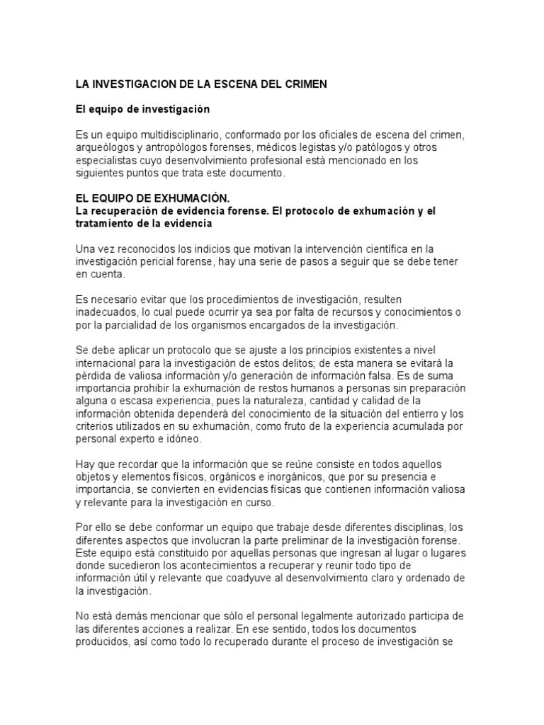 La Investigacion de La Escena Del Crimen | PDF | Jurisprudencia médica ...