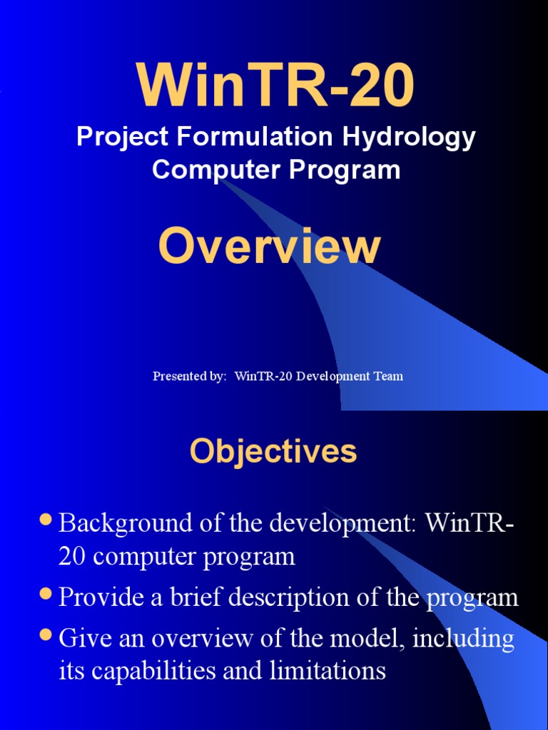 WinTR-20 Hydrology Model Overview | PDF | Computing | Software
