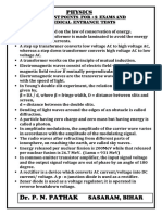 Physics: Important Points For +2 Exams and Medical Entrance Tests