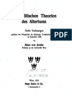 Hans Von Arnim: Die Politischen Theorien Des Altertums (1910)